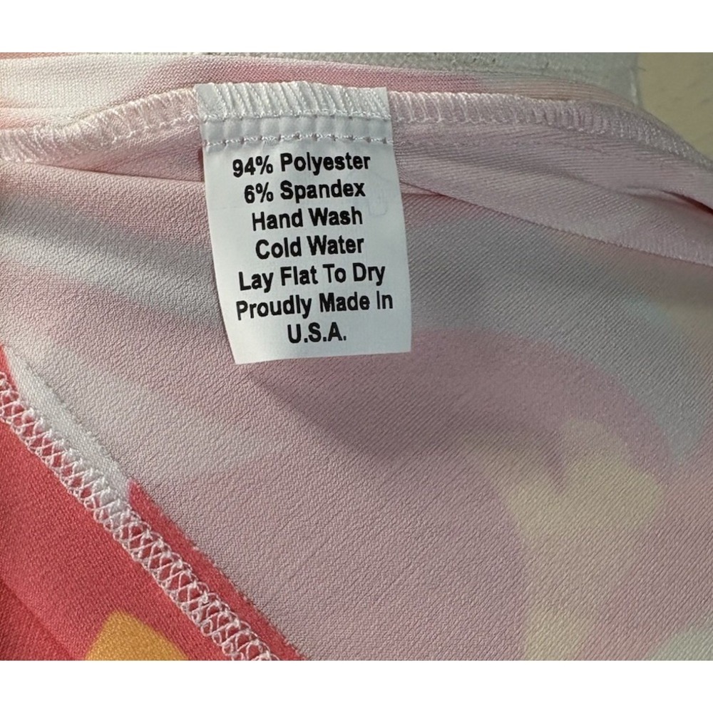 NWT Julian Chang Women Sz S Neon Sherbet Cinch Sleeve Abstract Print Blouse Top - Picture 10 of 10